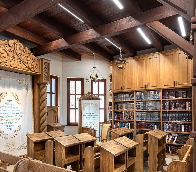 Restored Aron Kodesh and sanctuary interior in the Baal Shem Tov's synagogue, Medzhybizh
